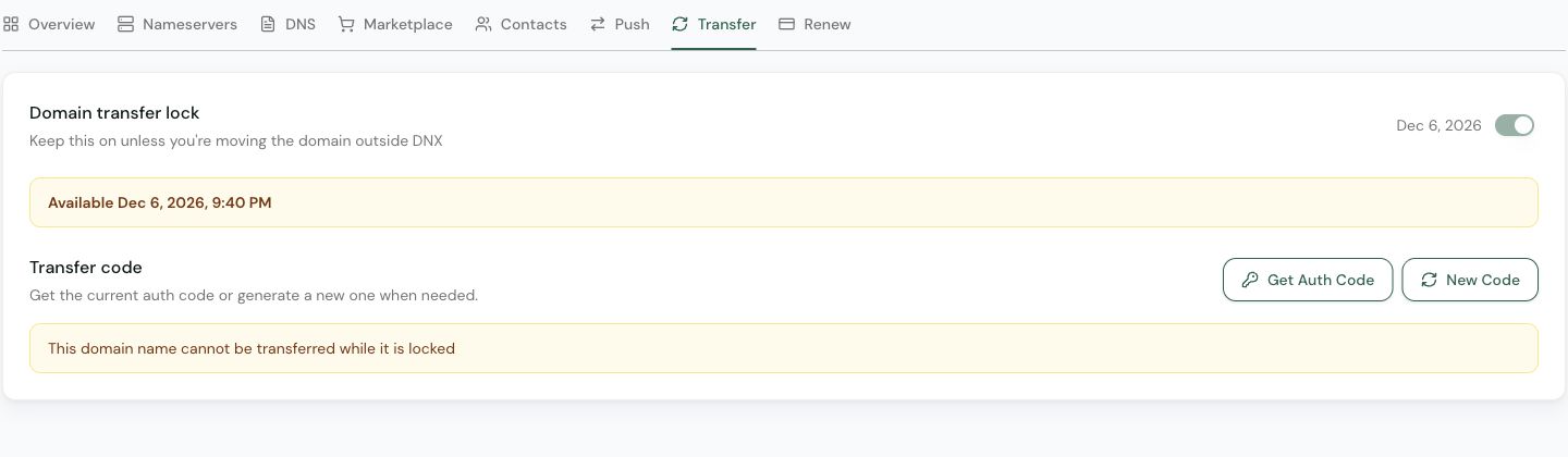 Open the Transfer tab in DNX Manage