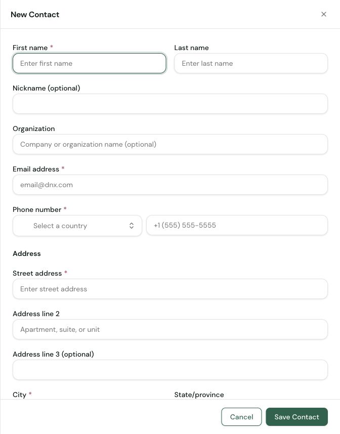 Open your address book in DNX Manage