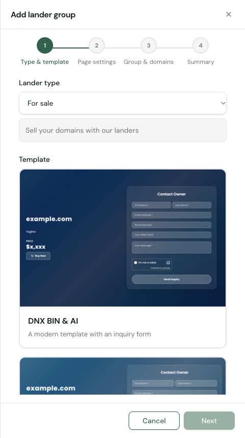 For sale lander type and a selection of DNX lander templates