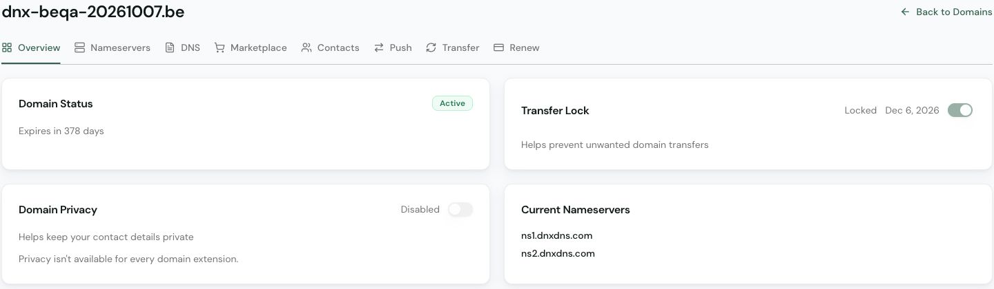 Open the domain in DNX Manage